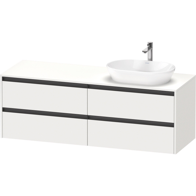 Duravit Ketho 2 wastafelonderbouwkast incl. consoleplaat met 4 laden voor waskom rechts 160x55x56.8cm met handgrepen antraciet wit mat