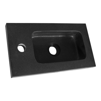 BRAUER Lava Fontein met fonteinkast 40x22x3cm 1 kraangat zonder overloop natuursteen basalt en fonteinkraan. plug chroom. spiegel 40x80cm SHOWROOMMODEL