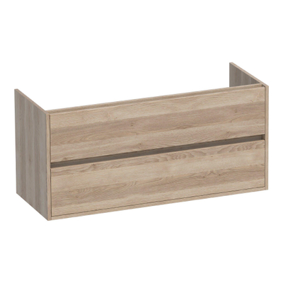 Saniclass Nexxt wastafelonderkast 120x46x55cm 2 softclose greeploze lades met 2 sifonuitsparingen MFC Legno Calore