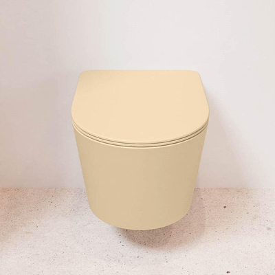 MONDIAZ LAVIE wandclosetpack - 36x53cm - diepspoel - rimless - Sand (beige) - softclose - quick-release - toiletzitting - Sand (beige)