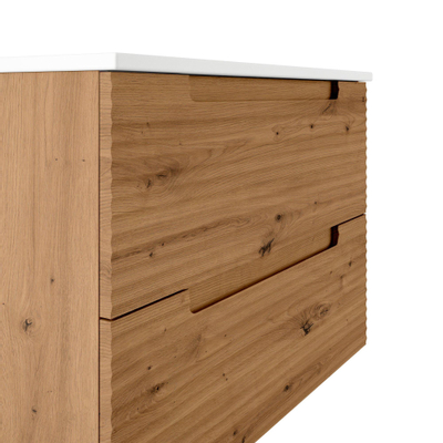 Adema Prime Balance Wastafelonderkast - 80x55x44.9cm - 2 lades - Geintegreerde greep - MDF - Rustiek Eiken