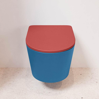 MONDIAZ LAVIE wandclosetpack - 36x53cm - diepspoel - rimless - Jeans (blauw) - softclose - quick-release - toiletzitting - Fire (rood)