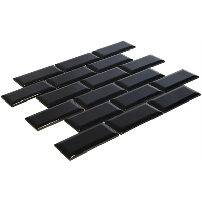 The Mosaic Factory Paris mozaïektegel - 28.8x29.4cm - wandtegel - Rechthoek - Porselein Black Glans