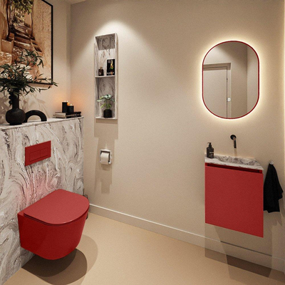 MONDIAZ TURE-DLUX 40cm toiletmeubel Fire. EDEN wastafel Glace positie rechts. Zonder kraangat.