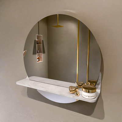 Mondiaz SPOT Badkamerspiegel - rond 50cm - spiegelplanchet - kleur Ostra