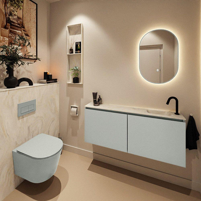 MONDIAZ TURE-DLUX 120cm toiletmeubel Greey. EDEN wastafel Ostra positie rechts. Met 1 kraangat.
