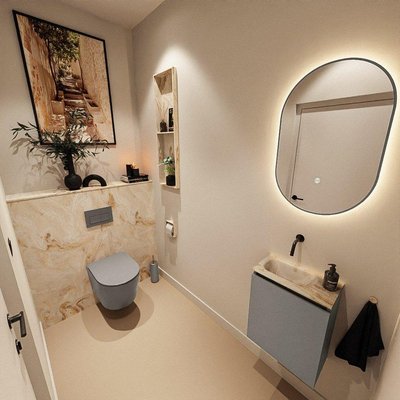 MONDIAZ TURE-DLUX 40cm toiletmeubel Smoke. EDEN wastafel Frappe positie links. Zonder kraangat.