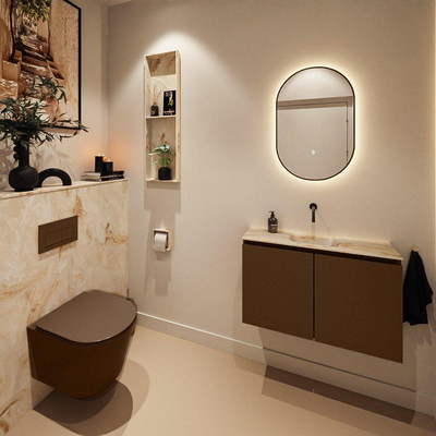 MONDIAZ TURE-DLUX 80cm toiletmeubel Rust. EDEN wastafel Frappe positie midden. Zonder kraangat.