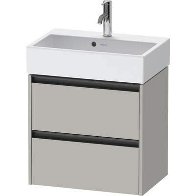 Duravit Ketho 2 wastafelonderbouwkast met 2 laden 58.4x39x54.9cm met grepen antraciet betongrijs mat