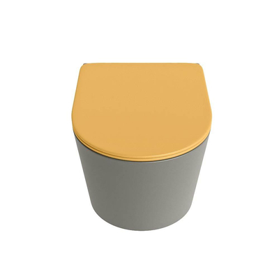 MONDIAZ LAVIE wandclosetpack - 36x53cm - diepspoel - rimless - Smoke (grijs) - softclose - quick-release - toiletzitting - Ocher (geel)