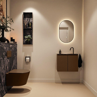 MONDIAZ TURE-DLUX 60cm toiletmeubel Rust. EDEN wastafel Lava positie midden. Met 1 kraangat.