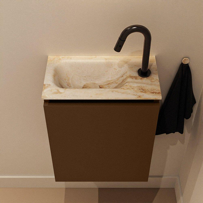 MONDIAZ TURE-DLUX 40cm toiletmeubel Rust. EDEN wastafel Frappe positie links. Met 1 kraangat.