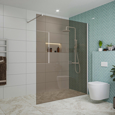 Fortifura Galeria inloopdouche - 160x200cm - rookglas - wandarm - mat wit