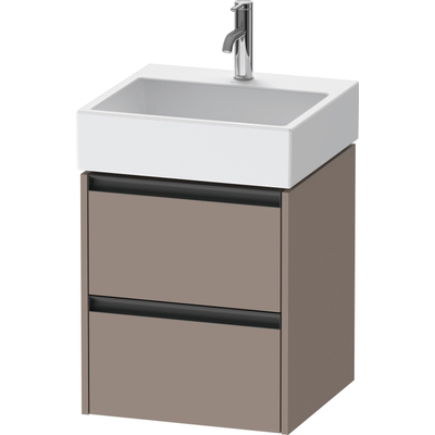 Duravit Ketho 2 wastafelonderbouwkast - 2 laden - 48.4x46x54.9cm - grepen antraciet - basalt mat