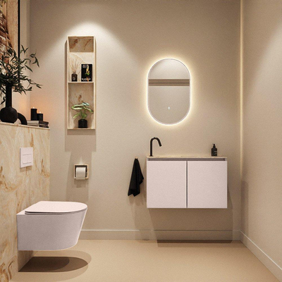 MONDIAZ TURE-DLUX 80cm toiletmeubel Rosee. EDEN wastafel Frappe positie links. Met 1 kraangat.