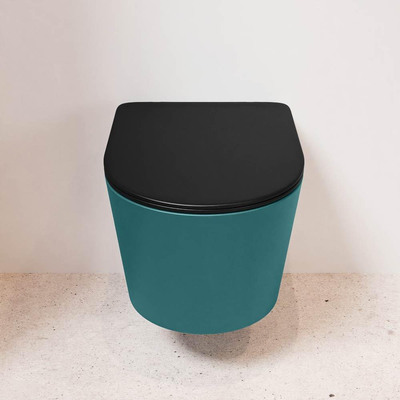 MONDIAZ LAVIE wandclosetpack - 36x53cm - diepspoel - rimless - Smag (blauw) - softclose - quick-release - toiletzitting - Urban (zwart)