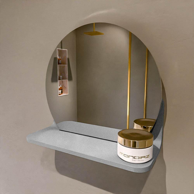 Mondiaz SPOT Badkamerspiegel - rond 30cm - spiegelplanchet - kleur Plata