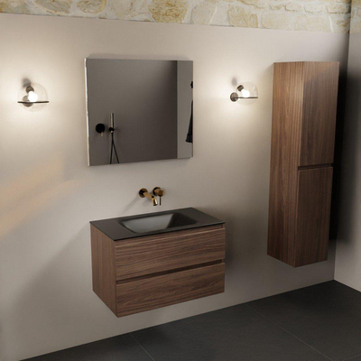 Mondiaz Aivy badmeubelset - 80x45x50cm - 0 kraangaten - 1 wasbak urban Solid surface - Midden - 2 lades - Met spiegel - Melamine Mocha