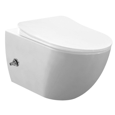 Creavit Hangend Toilet - 35.3x51cm - bidetsproeier warm/koud - spoelrandloos - wit