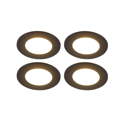 QAZQA Blanca Inbouwspot - set van 4 - 9x9cm - incl. LED - 3 staps dimbaar - IP44 - mat zwart