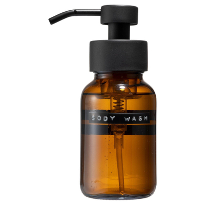 Wellmark Body Wash bruin glas zwarte pomp 250ml BODY WASH Black label SHOWROOMMODEL