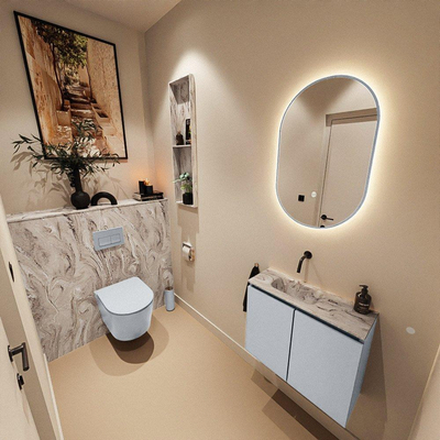 MONDIAZ TURE-DLUX 60cm toiletmeubel Clay. EDEN wastafel Glace positie links. Zonder kraangat.