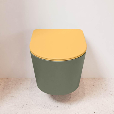 MONDIAZ LAVIE wandclosetpack - 36x53cm - diepspoel - rimless - Army (groen) - softclose - quick-release - toiletzitting - Ocher (geel)