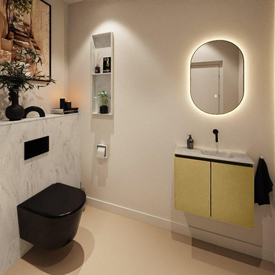MONDIAZ TURE-DLUX 60cm toiletmeubel Oro. EDEN wastafel Opalo positie rechts. Zonder kraangat.