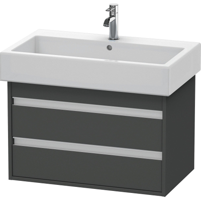 Duravit Ketho Wastafelonderkast 75x44x48cm Standaard greep met softclose spaanplaat Grafiet Mat