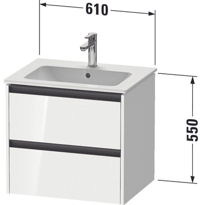 Duravit Ketho 2 wastafelonderbouwkast met 2 laden 61x48x55cm met grepen antraciet wit mat