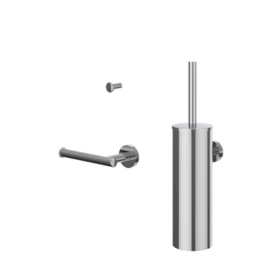 IVY Accessoireset - borstelgarnituur - wand model - handdoekhaak klein - toiletrolhouder - Chroom