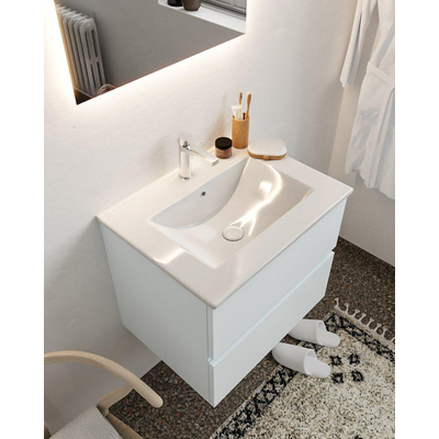 MONDIAZ VICA Badkamermeubelset - 60cm - 2 lades - wasbak Denia midden - 1 kraangat - solid surface clay solid surface cale