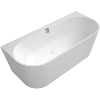 Villeroy & Boch Oberon 2.0 halfvrijstaand bad - 180x80cm - Quaryl - incl. afvoer-/overloopcombinatie in chroom en wit - mat wit