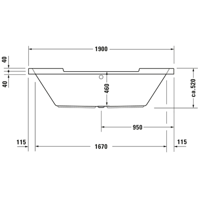 Duravit Starck bad acryl ovaal 190x90x46cm wit