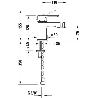 Duravit A.1 bidetmengkraan met waste chroom