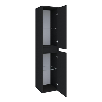 Saniclass Nexxt Badkamerkast - 160x35x35cm - 2 greep - loze links/rechtsdraaiende deuren - MDF - mat zwart - OUTLET UDEN