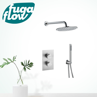 FugaFlow Eccelente Sobrado Badkamer inbouw regendoucheset met thermostaat hoofddouche staaf handdouche geborsteld rvs PVD