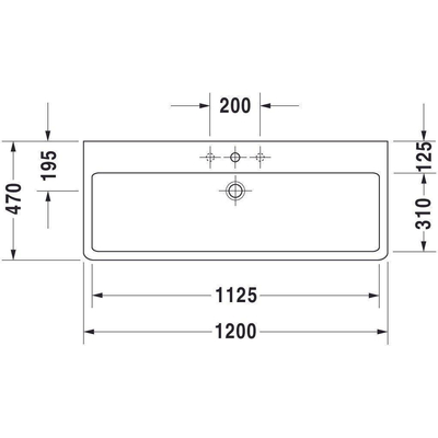 Duravit Vero wastafel 120x47cm 2 kraangaten met overloop wit