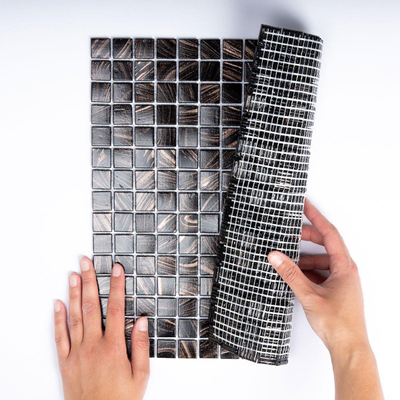 The Mosaic Factory Amsterdam mozaïektegel - 32.2x32.2cm - wand en vloertegel - Vierkant - Glas Black glans