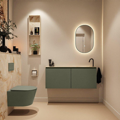 MONDIAZ TURE-DLUX 120cm toiletmeubel Army. EDEN wastafel Frappe positie rechts. Met 1 kraangat.