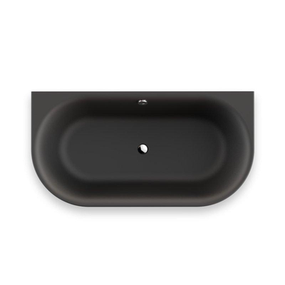 Plieger Kansas Halfvrijstaand bad - 155x80x60cm - met waterinlaat - met af- en overloopgarnituur - met poten - acryl - mat zwart
