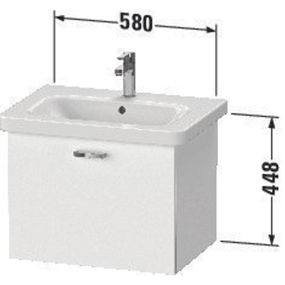 Duravit XBase Wastafelonderkast 58x44.8x44.8cm 1 lade Standaard greep met softclose spaanplaat Grafiet Mat