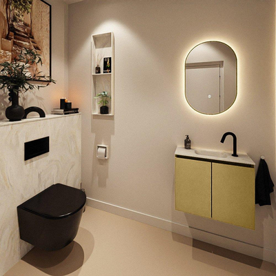 MONDIAZ TURE-DLUX 60cm toiletmeubel Oro. EDEN wastafel Ostra positie midden. Met 1 kraangat.