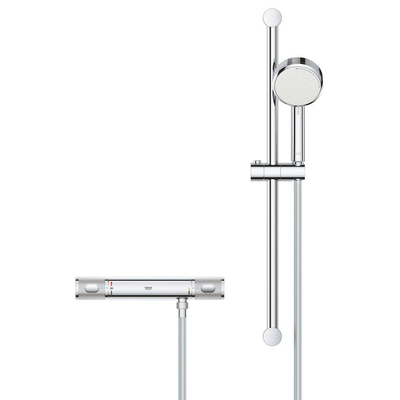 GROHE Grohtherm-1000 Performance renovatieset thermostatisch zonder koppelingen HOH=12cm met glijstang 60cm en hoofddouche 2 standen chroom