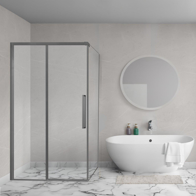 Aqua Vista Lokla Cuadra zijwand - 90x200cm - incl. montageset - gunmetal