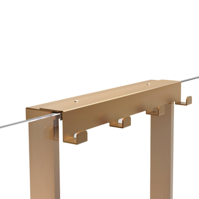 Fortifura Galeria schap met 4 haken - voor douchewand - 50x50x6.5cm - geborsteld koper