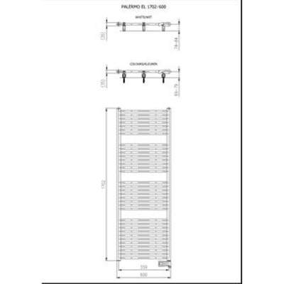 Plieger Palermo-EL III/Fischio elektrische designradiator horizontaal 1702x600mm 900W wit (RAL9016)