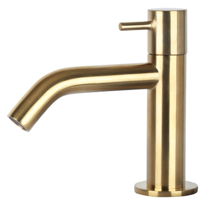 Differnz Solid fonteinset - 36x18.5x9cm - Rechthoek - 1 kraangat - Gebogen matte gouden kraan - Solid surface Wit