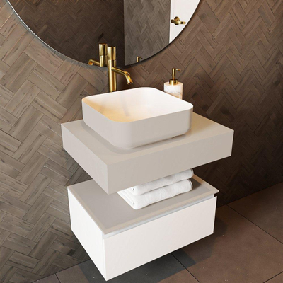 Mondiaz TOP 46 Topblad - 50x41x12cm - geschikt voor afdekplaat - Solid surface - Linen