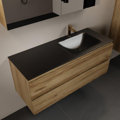 Mondiaz Aivy badmeubelset - 120x45x50cm - 1 kraangat - 1 wasbak urban Solid surface - Rechts - 2 lades - Met spiegelkast - Melamine Chai